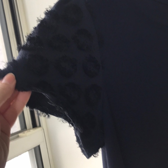 Navy blue Loft dress with ruffle sleeves - Picture 2 of 3